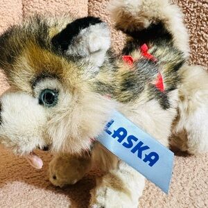 Plush Husky Stuffed Animal - Cream and Black